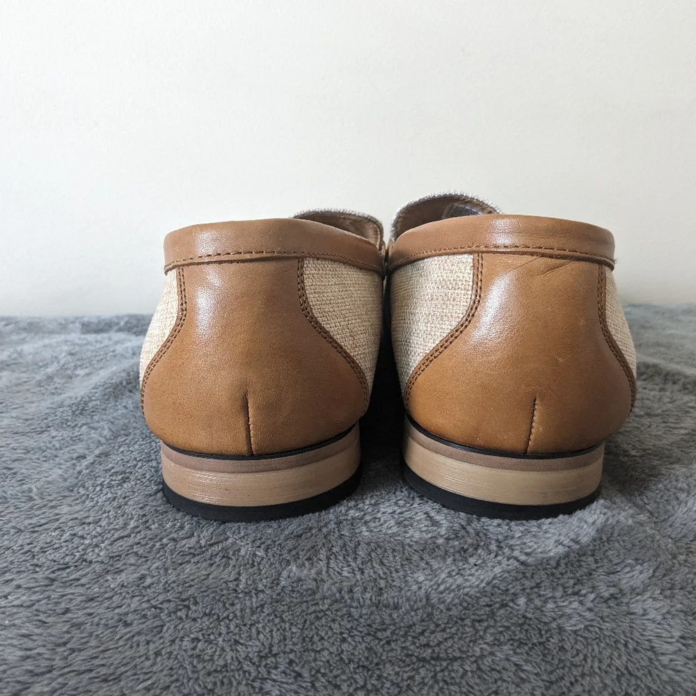 La Duca Beige Linen-Style Bit Loafers for Men